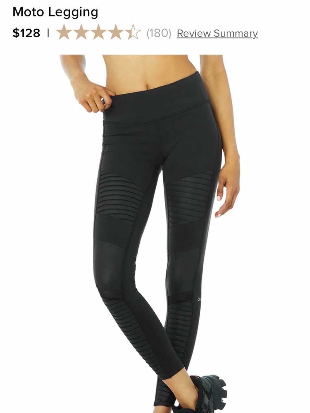 ALO Yoga Black Moto Ribbed Leggings